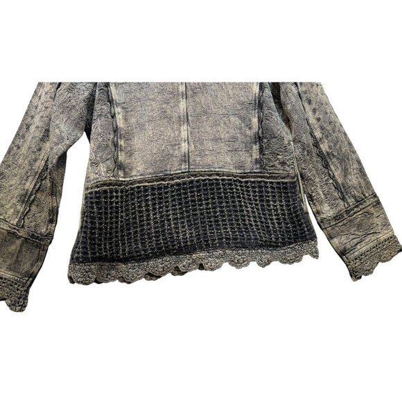 Urban Tribe Womens Textured Button-Up Jacket M Intricate Detailing & Scalloped - Picture 11 of 15